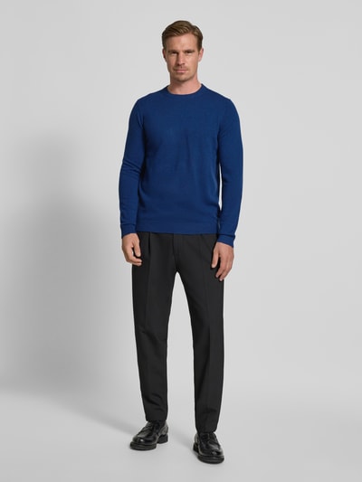 Christian Berg Men Sweter z kaszmiru o kroju regular fit z okrągłym dekoltem Granatowy melanż 1