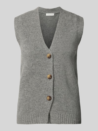 Christian Berg Woman Strickweste aus Wolle mit V-Ausschnitt Mittelgrau Melange 2