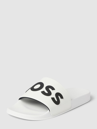 BOSS Slippers met labelprint, model 'Kirk' Wit - 1