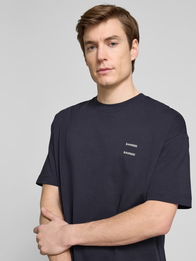 Samsøe & Samsøe Oversized T-Shirt mit geripptem Rundhalsausschnitt Modell 'JOEL' Marine 3