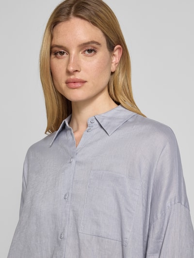 Drykorn Bluzka lniana o kroju relaxed fit z kieszenią na piersi model ‘NAMIDA’ Jasnoniebieski 3