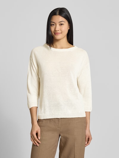 Weekend Max Mara Loose Fit Strickpullover aus reinem Leinen Modell 'SELZ' Weiss 4