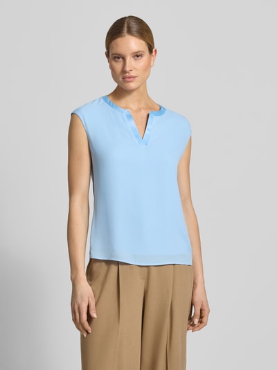 COMMA T-Shirt aus Viskose-Elasthan-Mix mit V-Ausschnitt Blau 4