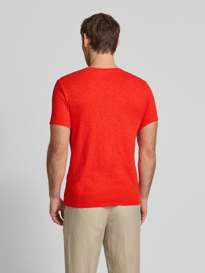 American Vintage T-shirt met geribde ronde hals, model 'BYSAPICK' Rood - 5