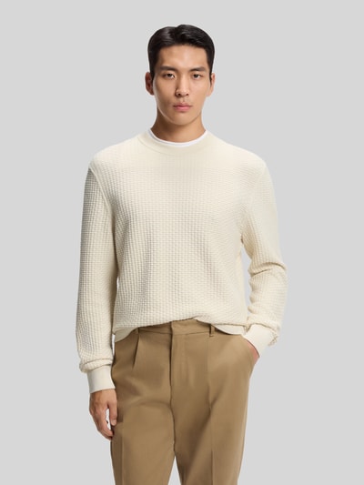 BOSS Regular fit gebreide pullover van puur katoen, model 'IMBERTO' Offwhite - 4