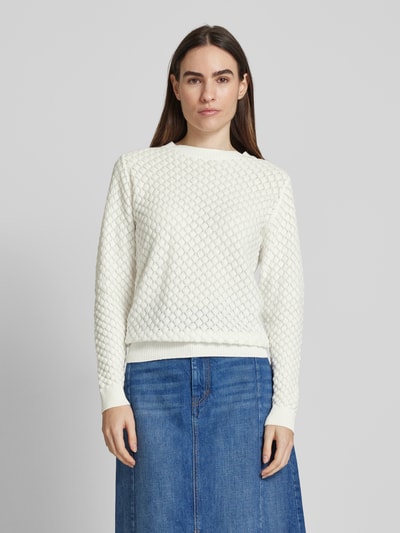 FREE/QUENT Strickpullover mit gerippten Abschlüssen Modell 'Dodo' Offwhite 4