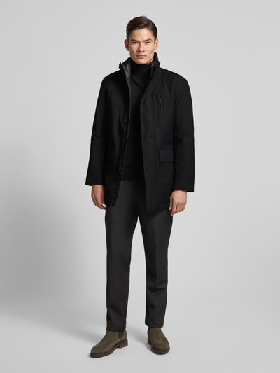 Christian Berg Men Jacke mit Stehkragen und Pattentaschen Black 1