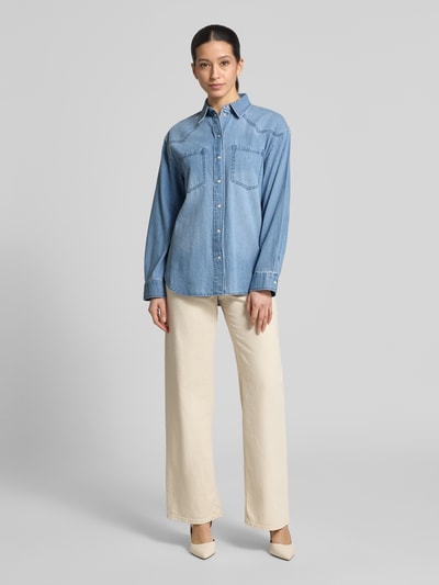 s.Oliver RED LABEL Bluzka jeansowa o kroju loose fit z czystej bawełny Jasnoniebieski 1
