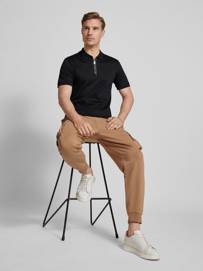 BOSS Slim fit poloshirt met labeldetail, model 'Polston' Zwart - 1