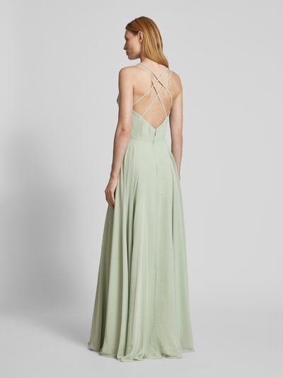 Luxuar Abendkleid mit Wasserfall-Ausschnitt Hellgruen 5