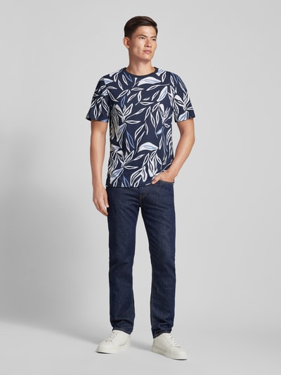 Jack & Jones Premium T-Shirt mit geripptem Rundhalsausschnitt Marine 1