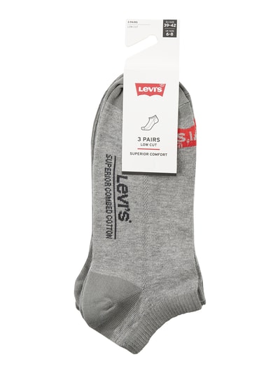 Levi's® Sneakersokken met labelprint in een set van 3 paar, model 'LOW CUT' Middengrijs gemêleerd - 2