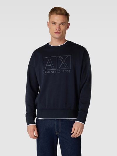 ARMANI EXCHANGE Sweatshirt mit Label Print dunkelblau online kaufen