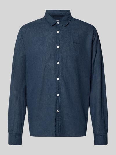 Produktfoto, Regular Fit vrijetijdsoverhemd van mix van linnen en katoen model 'PAYTON' van Pepe Jeans in effen kleuren met kentkraag, doorlopende knoopsluiting, lange mouw, manchet, labelstitching, achterpas met cacharel-plooi, materiaalverwerking gevlamd garen.