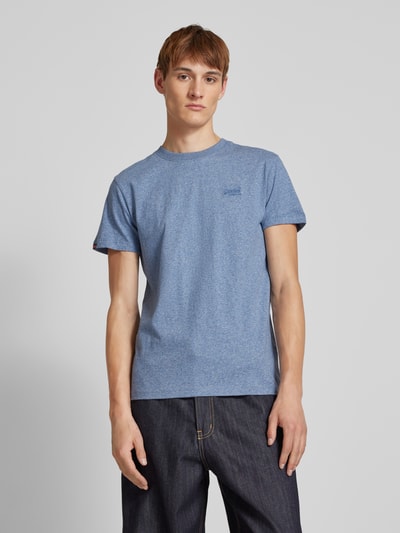 Superdry T-shirt met labelstitching Koningsblauw gemêleerd - 4