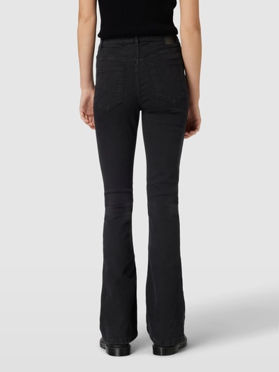 Pieces Flared Cut Jeans in unifarbenem Design Modell 'PEGGY' Black 5