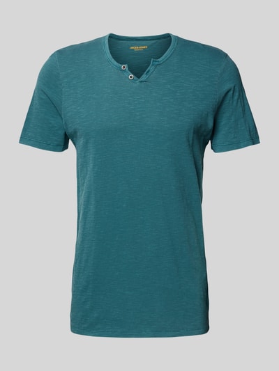 Jack & Jones T-Shirt mit V-Ausschnitt Modell 'SPLIT' Petrol 2