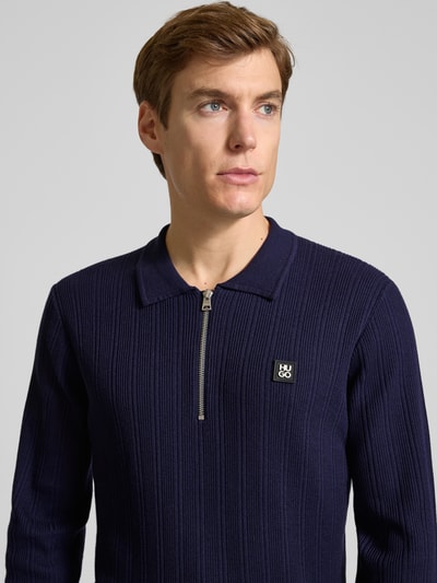 HUGO Regular Fit Strickpullover aus Woll-Mix Modell 'SASTORO' Marine 3