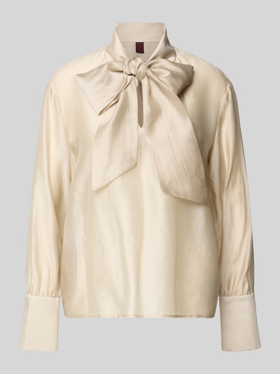 Stefanel Schluppenbluse aus Lyocell-Mix Modell 'BOW SHIRT' Beige 2