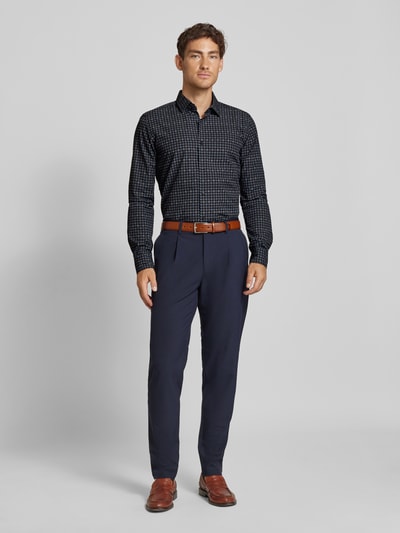 JOOP! Collection Slim fit zakelijk overhemd met haaikraag, model 'Pit' Marineblauw - 1