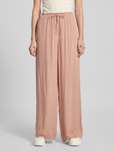 Review Wide leg stoffen broek met tunnelkoord Oudroze - 4