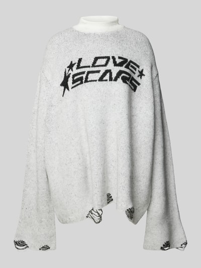 LOVE SCARS Sweter z dzianiny z wyhaftowanym logo Złamany biały 2