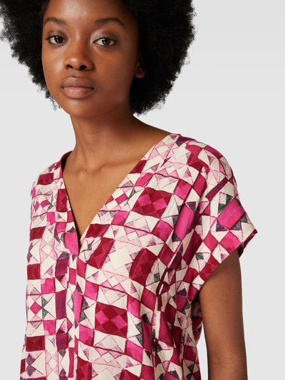 Esprit Blouseshirt van viscose met all-over motief Fuchsia - 3