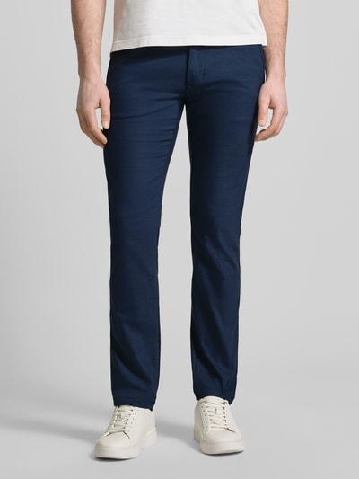 BOSS Orange Chinosy o kroju slim fit z mieszanki bawełny, lnu i wiskozy z dodatkiem wiskozy Granatowy 4