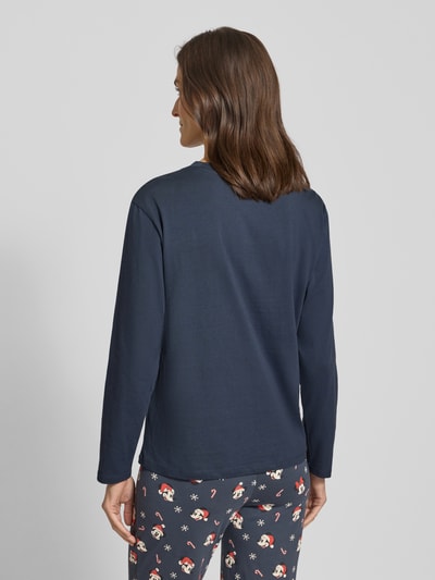 Jake*s Casual Pyjama-Oberteil mit Motiv-Print und Rundhalsausschnitt Dunkelblau 5