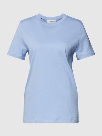 Selected T-Shirt mit geripptem Rundhalsausschnitt Modell 'MYESSENTIAL' Hellblau 2