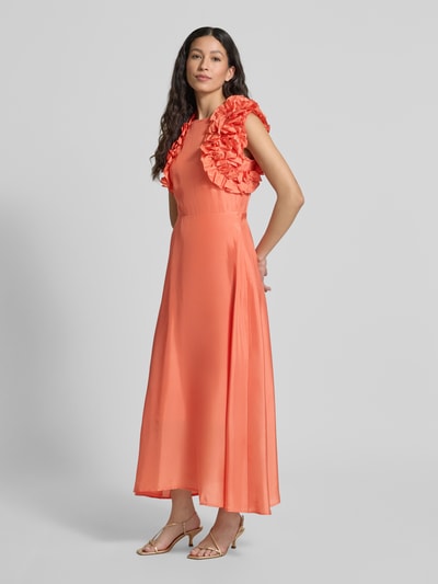Essentiel Antwerp Midikleid aus Viskose mit Rüschen Modell 'Hexico' Orange 1