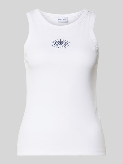 PIECES Slim Fit Top aus Baumwoll-Mix Modell 'MAY' Weiss 2