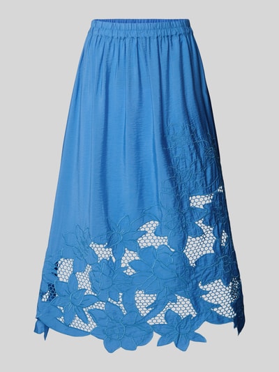 MOS MOSH Długa spódnica z haftem angielskim model ‘Zorai Brodie’ Królewski niebieski 2