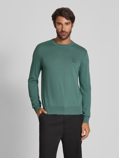 BOSS Orange Regular fit pullover van een mix van katoen en kasjmier, model 'KANOVANO' Lindegroen - 4