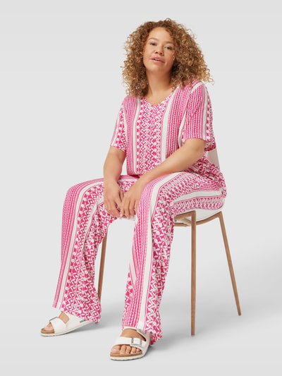 ONLY CARMAKOMA PLUS SIZE Bluse aus Viskose mit Allover-Muster Modell 'MARRAKESH' Pink 1