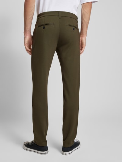 Blend Spodnie o kroju slim fit z elastycznym paskiem model ‘Langford’ Oliwkowy 5