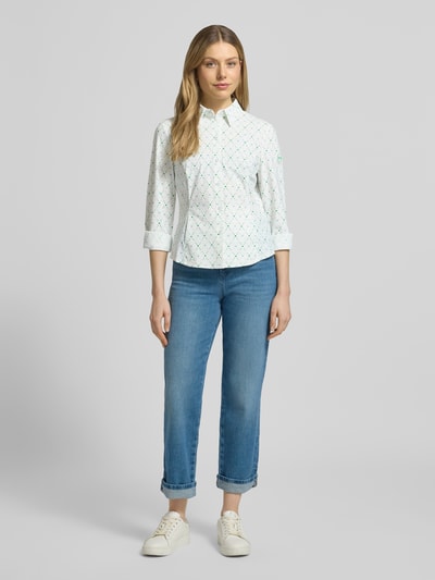 Marc Cain Slim Fit Bluse im Allover-Look Offwhite 1