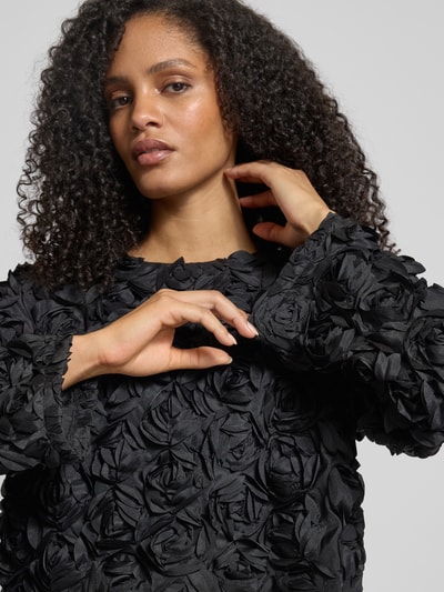 Gestuz Cropped Blusenshirt mit Rundhalsausschnitt Modell 'ingrid' Black 3