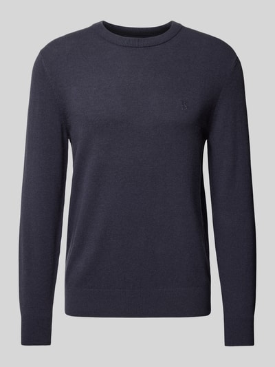 Marc O'Polo Regular fit gebreide pullover van een zachte mix van katoen en scheerwol Marineblauw - 2