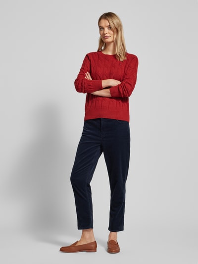 Tommy Hilfiger Gebreide pullover met ribboorden Donkerrood - 1