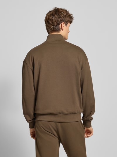 Hugo Blue Regular Fit Troyer aus reiner Baumwolle Modell 'NEELER' Dunkelbraun 5