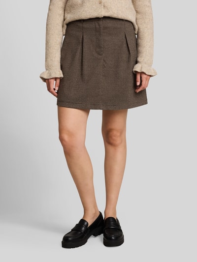 Tom Tailor Denim Spódnica mini z mieszanki wiskozy z zakładką Średniobrązowy 4