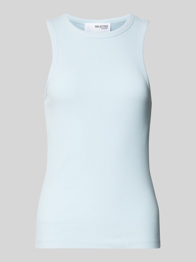Selected Femme Top z drobnym prążkowaniem model ‘FANNA’ Jasnoniebieski 2
