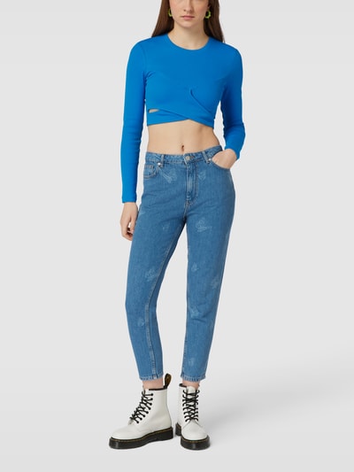 Review Mom Fit Jeans mit Allover-Muster Hellblau 1