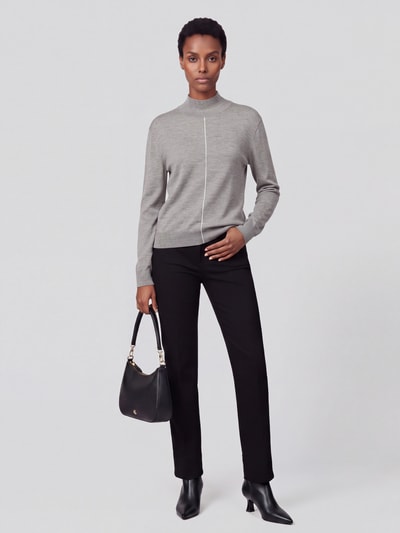 Calvin Klein Womenswear Sweter z wełny z szwem w kontrastowym kolorze Beżowy melanż 1