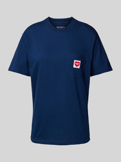 Carhartt Work In Progress T-Shirt aus reiner Bio-Baumwolle mit Label-Patch Dunkelblau 1