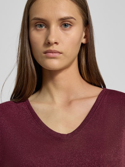 Only Regular fit T-shirt met viscose, model 'SILVERY' Donkerrood - 3