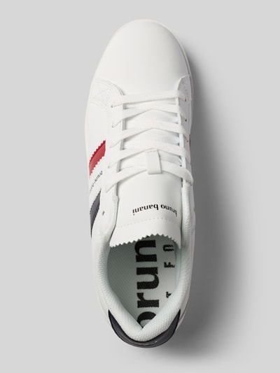 Productfoto, Sneaker mit Label-Details Modell 'TLV' van Bruno Banani, wit met rode en zwarte accenten, afgeronde neus, vetersluiting, heren sneaker, hakhoogte 3 cm, schachthoogte 8 cm, schachtwijdte 9 cm, bovenaanzicht