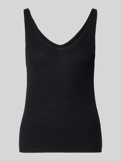 Produktfoto, Regular Fit Strick-Top aus Viskose-Mix Modell 'NEWLEX' von Vero Moda, Optik: Unifarben, glatte Strick-Textur, schwarze Farbe