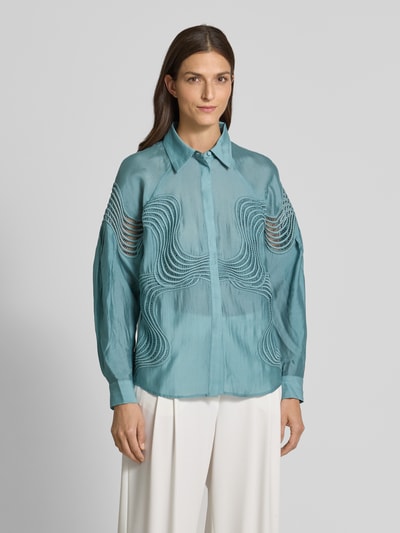 Copenhagen Muse Bluzka koszulowa z krytą listwą guzikową model ‘MOLLY’ Petrol 4